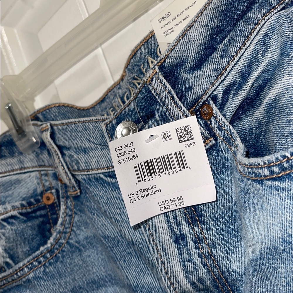 NWT STRIGID American Eagle highest rise baggy straight distressed denim jeans - Picture 4 of 14